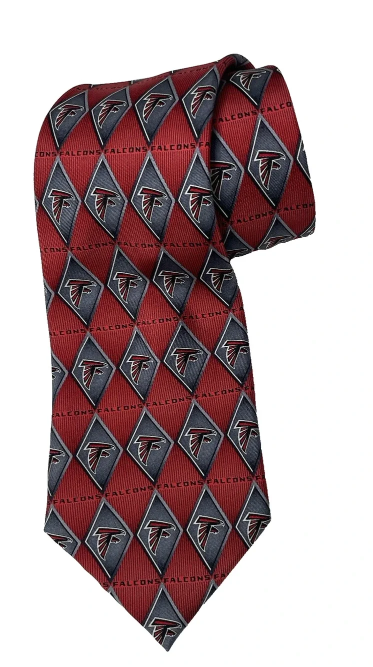 Atlanta Falcons NFL 100% Silk Necktie Red Gray Team Logo Geometric Men's Tie